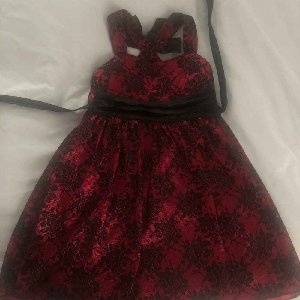 Red and black lace and satin  holiday dress!